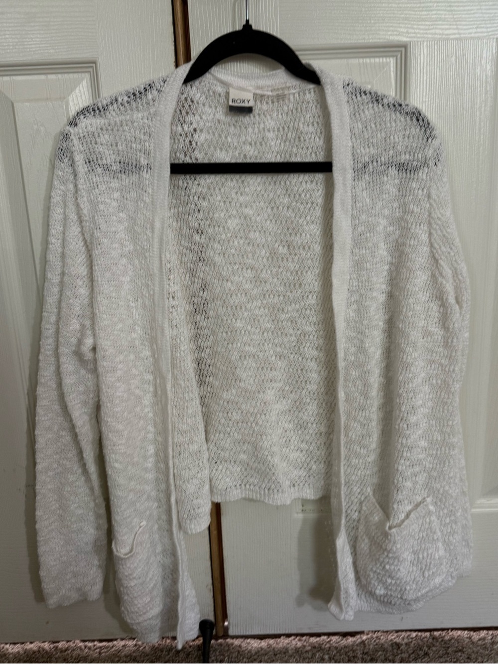 Roxy Women's Open-Front Cream Knit Cardigan